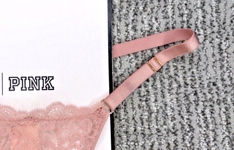 Victoria’s Secret Very Sexy NWT Large Pink Sequin Lace Adjustable V String Panty