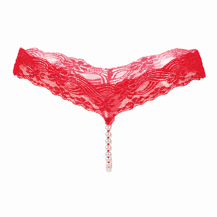 Sexy Womens See Through Lace Panties G-string Thongs Pearl Underwear Lingeries