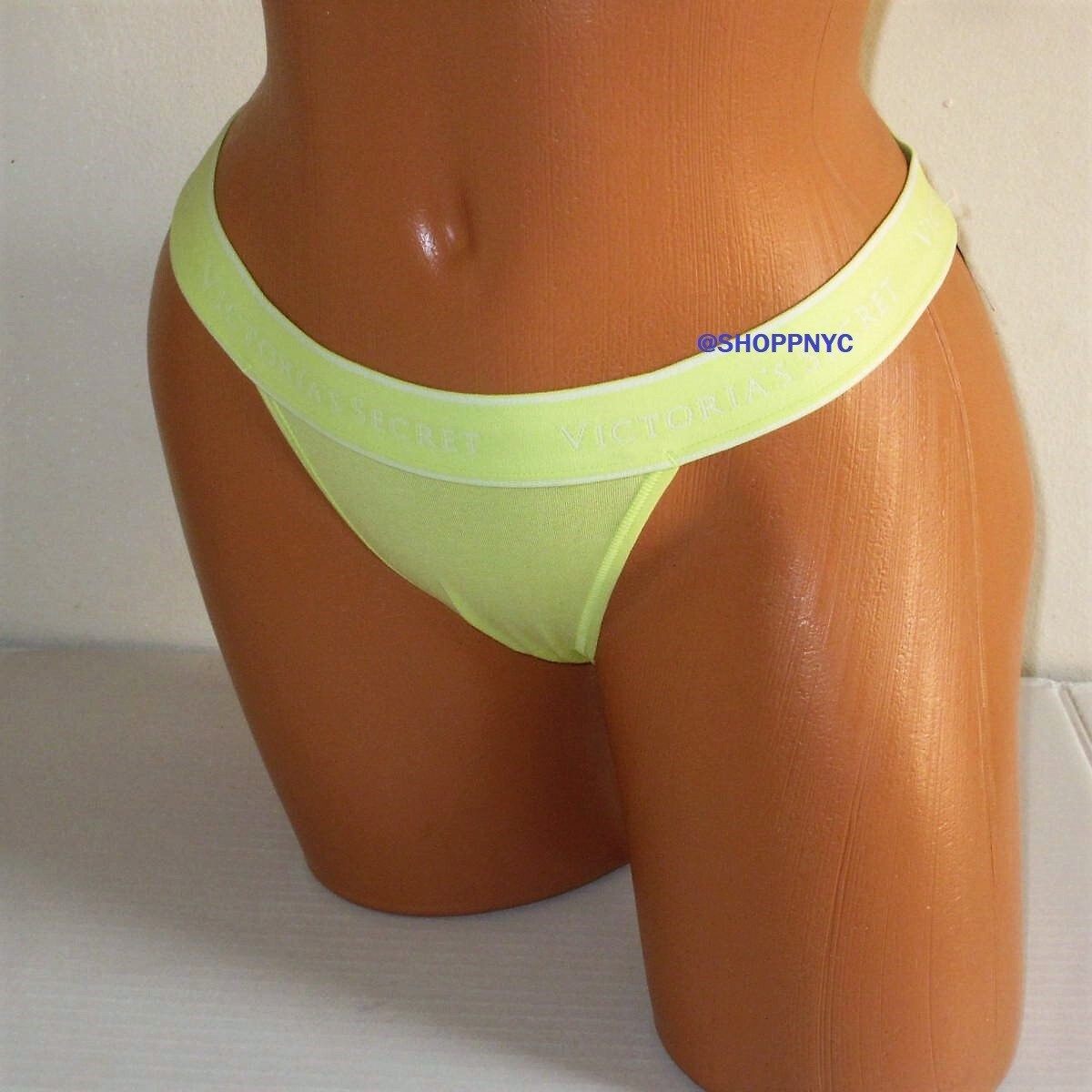 Victoria’s Secret Cotton Cheeky Tanga Panty S Logo Waist Mid Rise Green