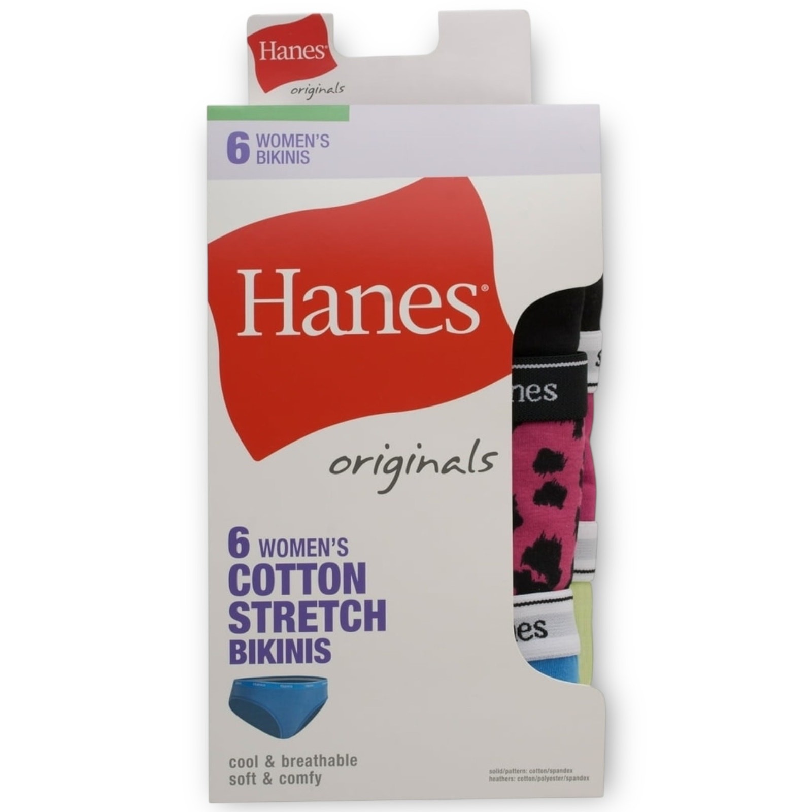 Hanes Originals Cotton Stretch Bikini Underwear 6-Pack Women’s 2XL NWT