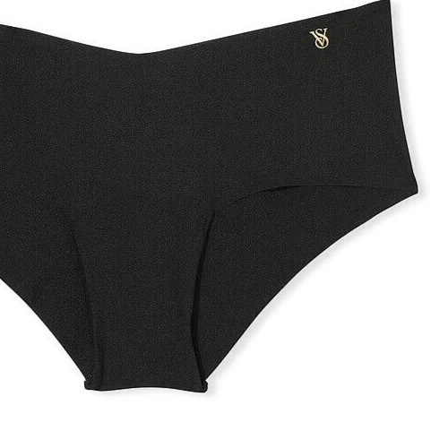 XL NOIR Black GOLD VS LOGO Victorias Secret Smooth Edge No Show Cheeky Pantie
