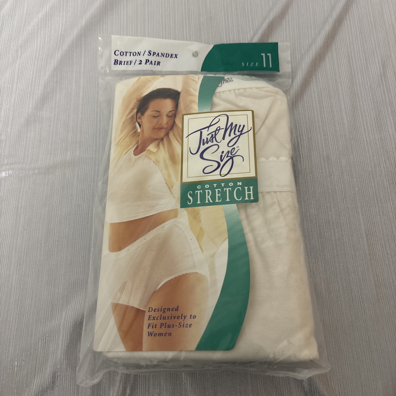 Just My Size Size 11 White Cotton Stretch Brief Panties Underwear 2 Pairs New