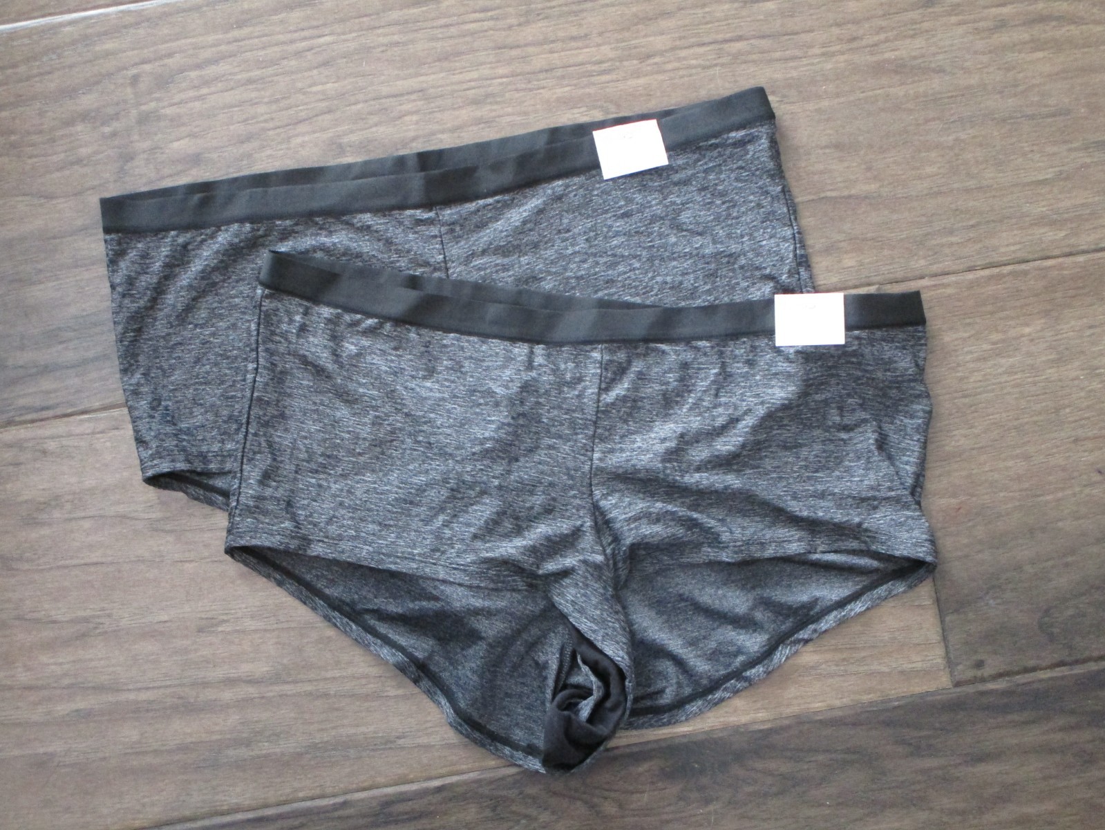 2-PACK CACIQUE NO-SHOW BOYSHORT PANTIES IN BLACK MARL SIZE 14/16