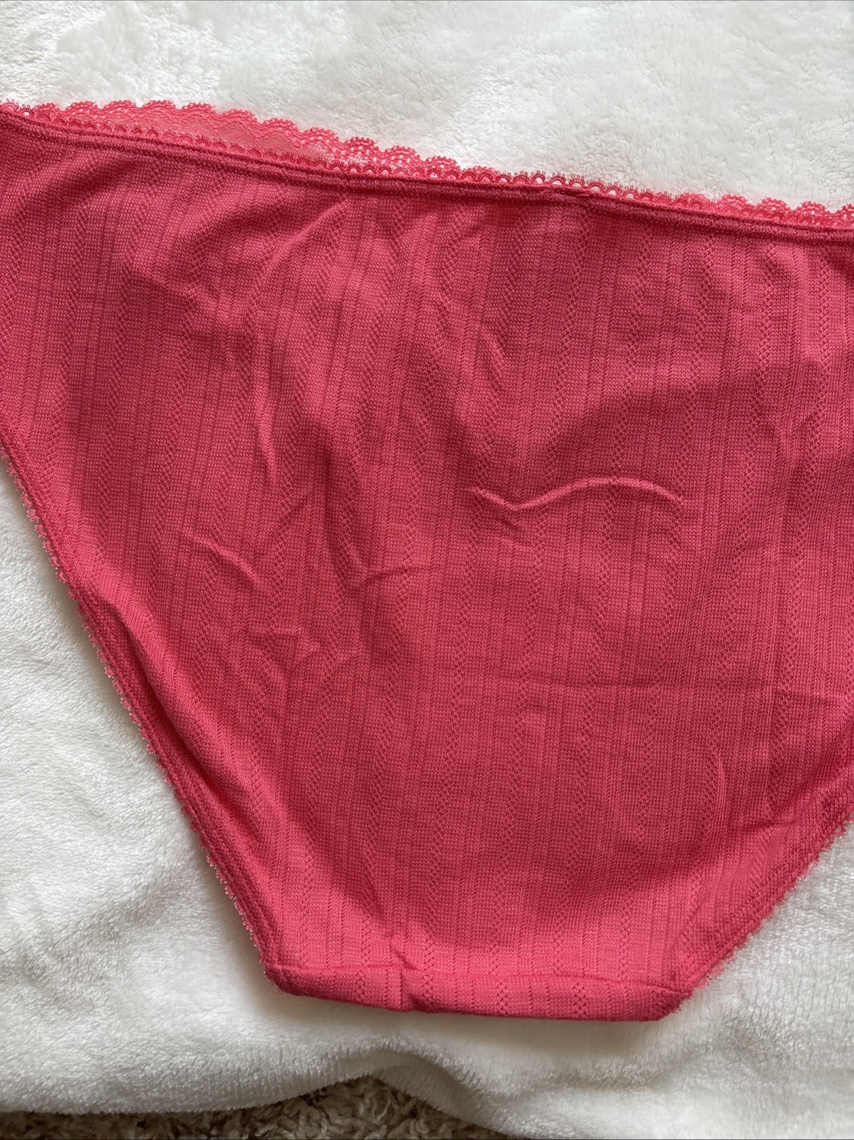 Victoria’s Secret Panties Bikini Panty Stretch Pointelle Dark Coral Mesh Large L