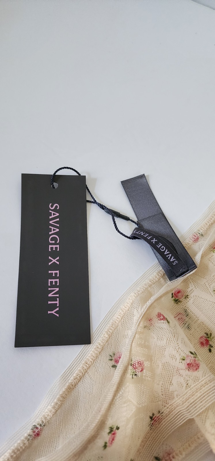 Savage X Fenty panties, Roses , Lace Nude size 12 14 L NWT Off White Floral