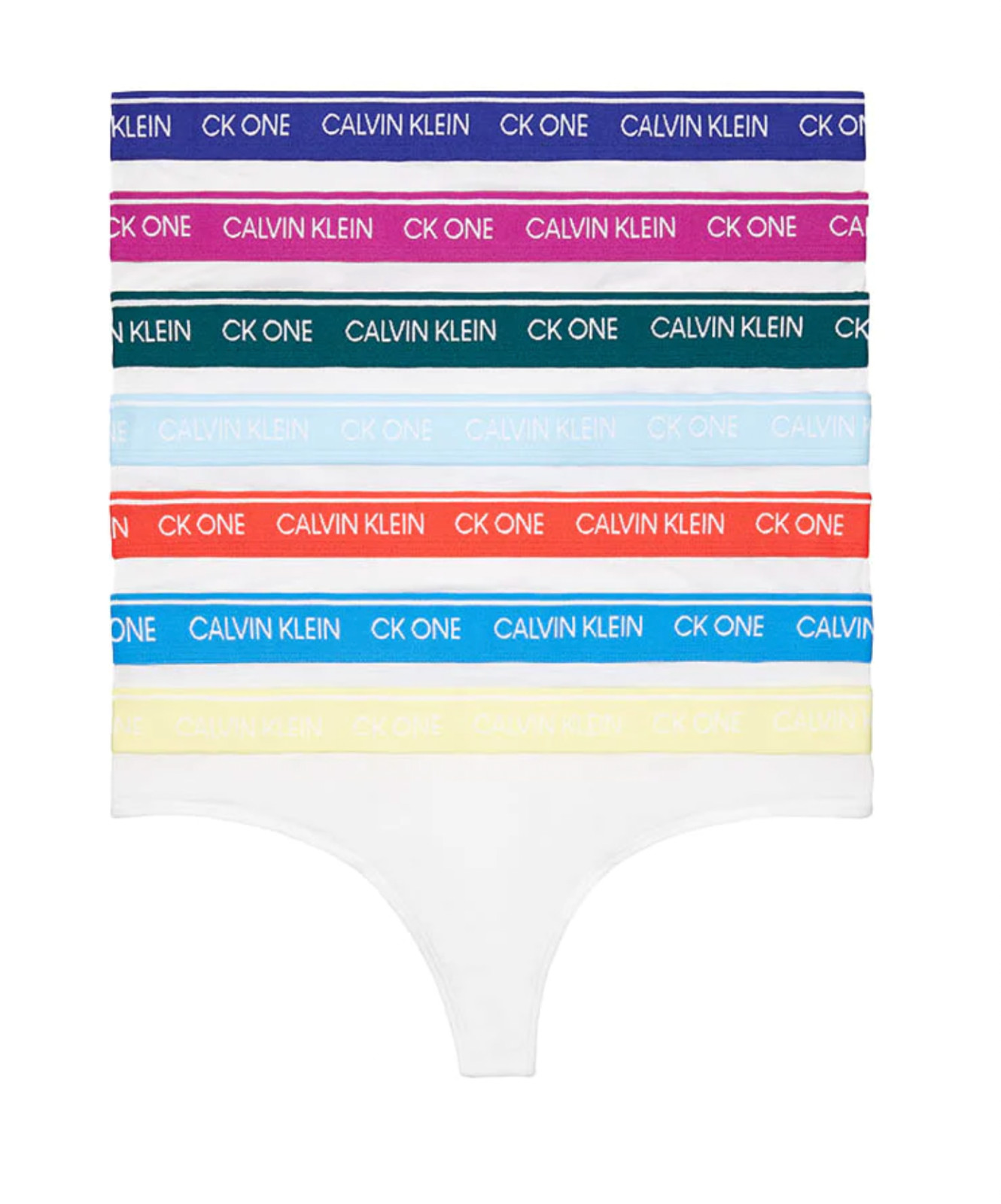 Calvin Klein L128204 White Underwear One 7 Days Of The Week Thong 7-Pack Size M