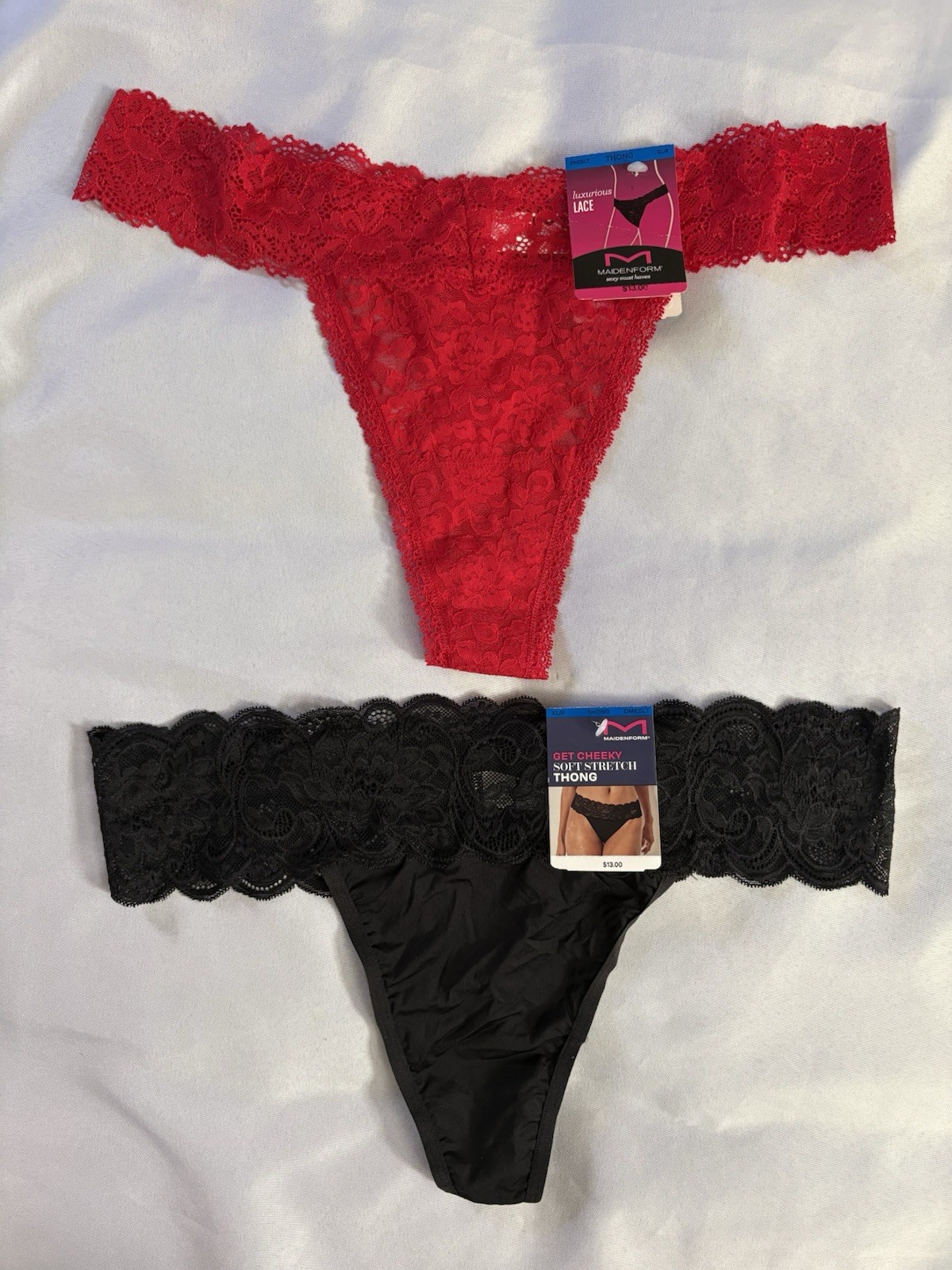 NEW Maidenform Luxurious Lace Thong Womens Xlarge DMESLT 2 Pair Maidenform Thong