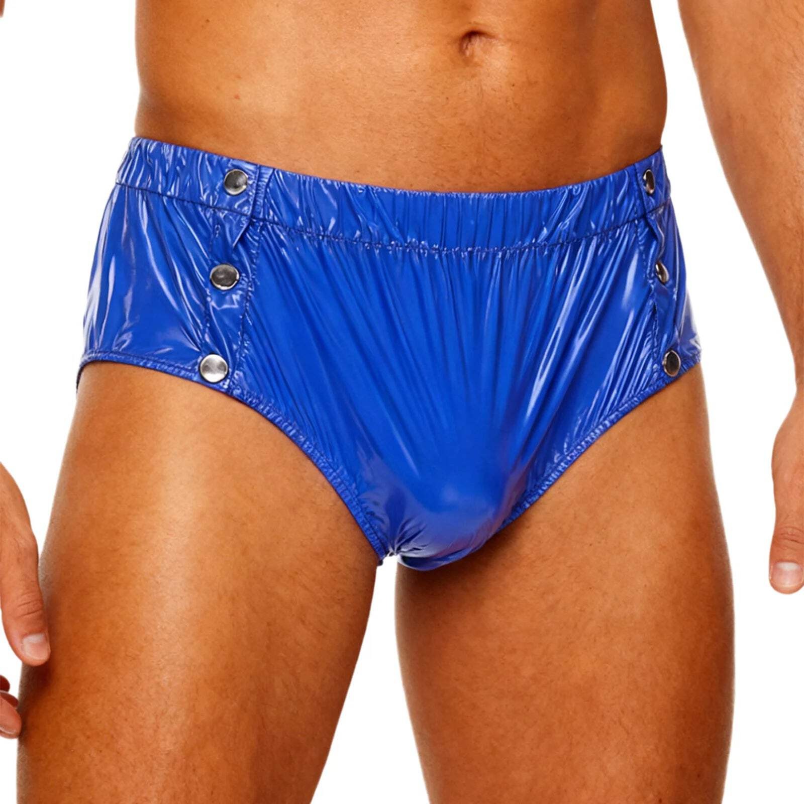 Mens Waterproof Diaper Cover Panties Elastic Waistband Glossy Briefs Leakproof E