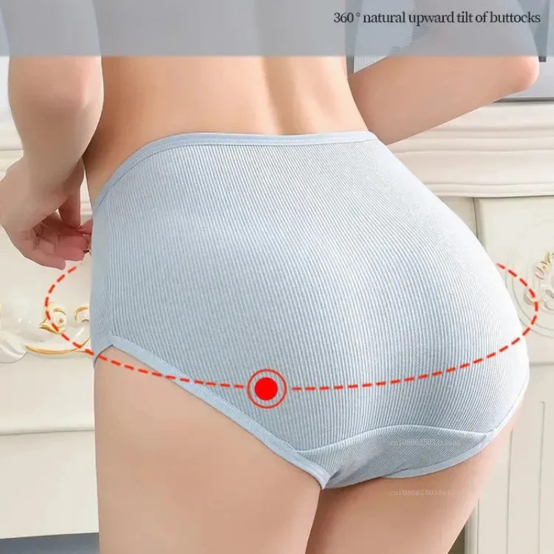 High Waist Cotton Panties Briefs Solid Breathable Soft Comfort Women Wear