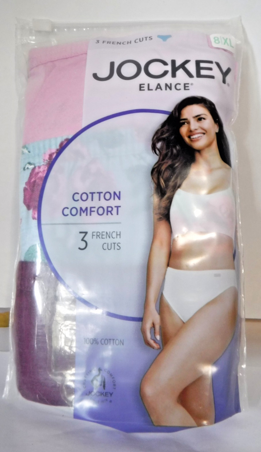 Jockey 3 French Cuts Panties Cotton waistband 1485 floral pink mix sz 8