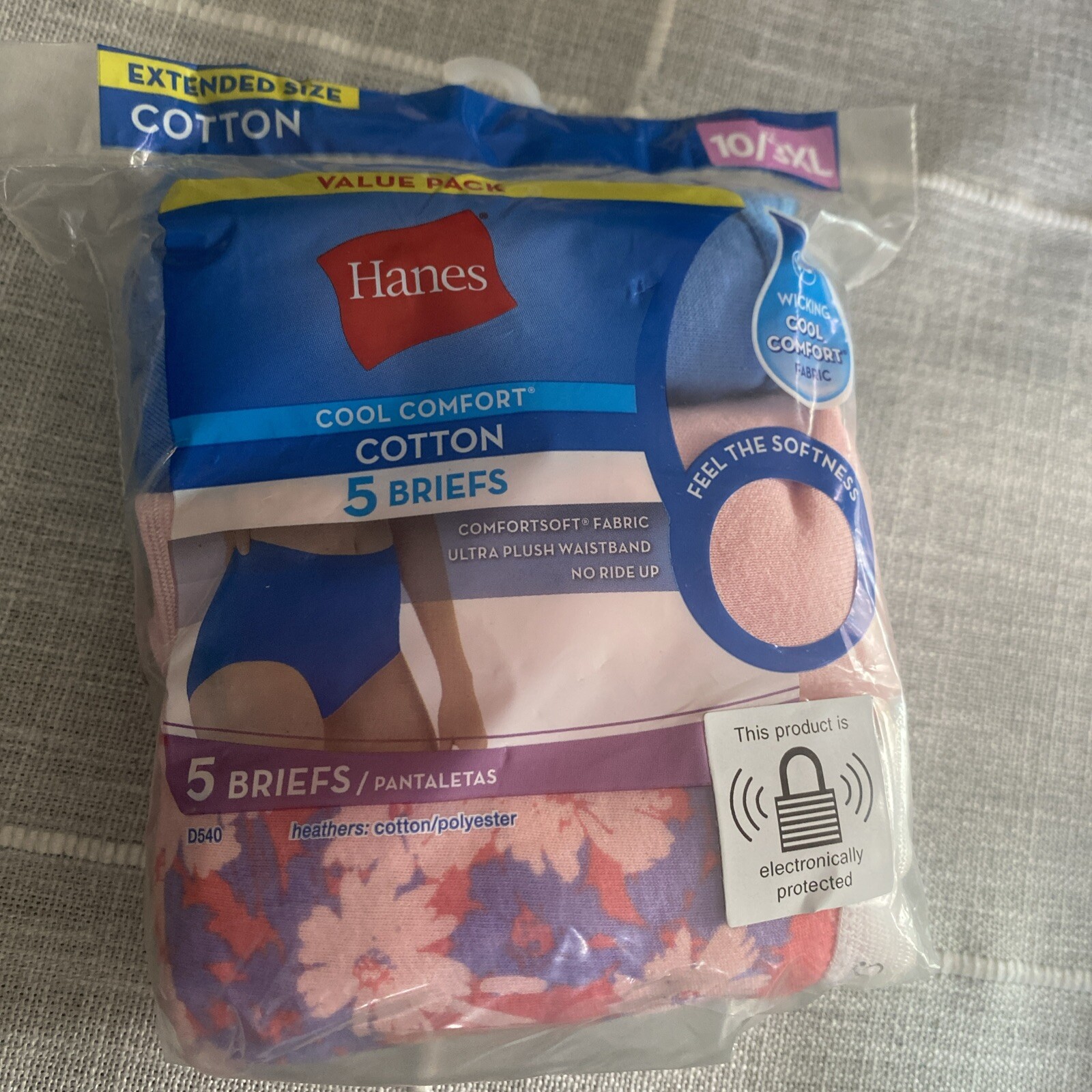 HANES WOMEN’S SIZE 10/3XL COOL COMFORT COTTON BRIEFS UNDERWEAR ASSORTED 5 PACK