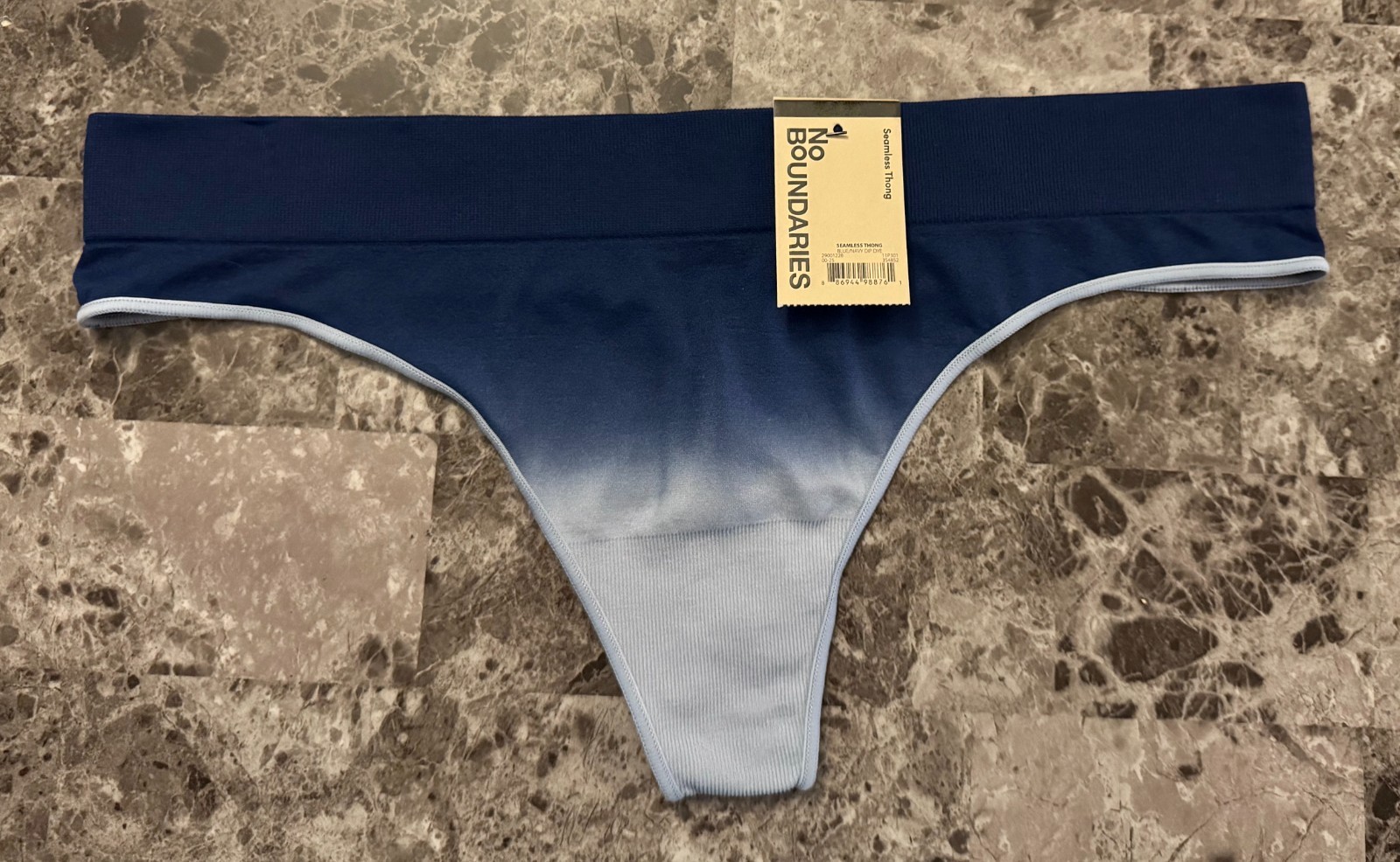 NWT NO BOUNDRIES NOBO BLUE OMBRE DIP DYE SEAMLESS STRETCH THONG PANTIES
