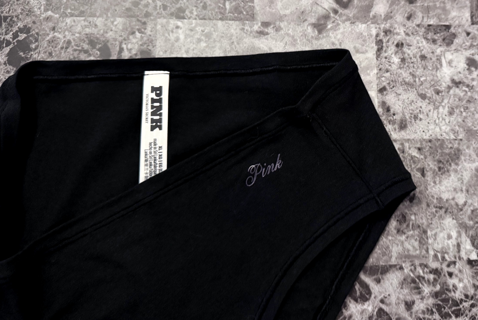NWOT VICTORIA’S SECRET PINK LINE XL BLACK COTTON MODAL ELASTANE CHEEKY PANTIES