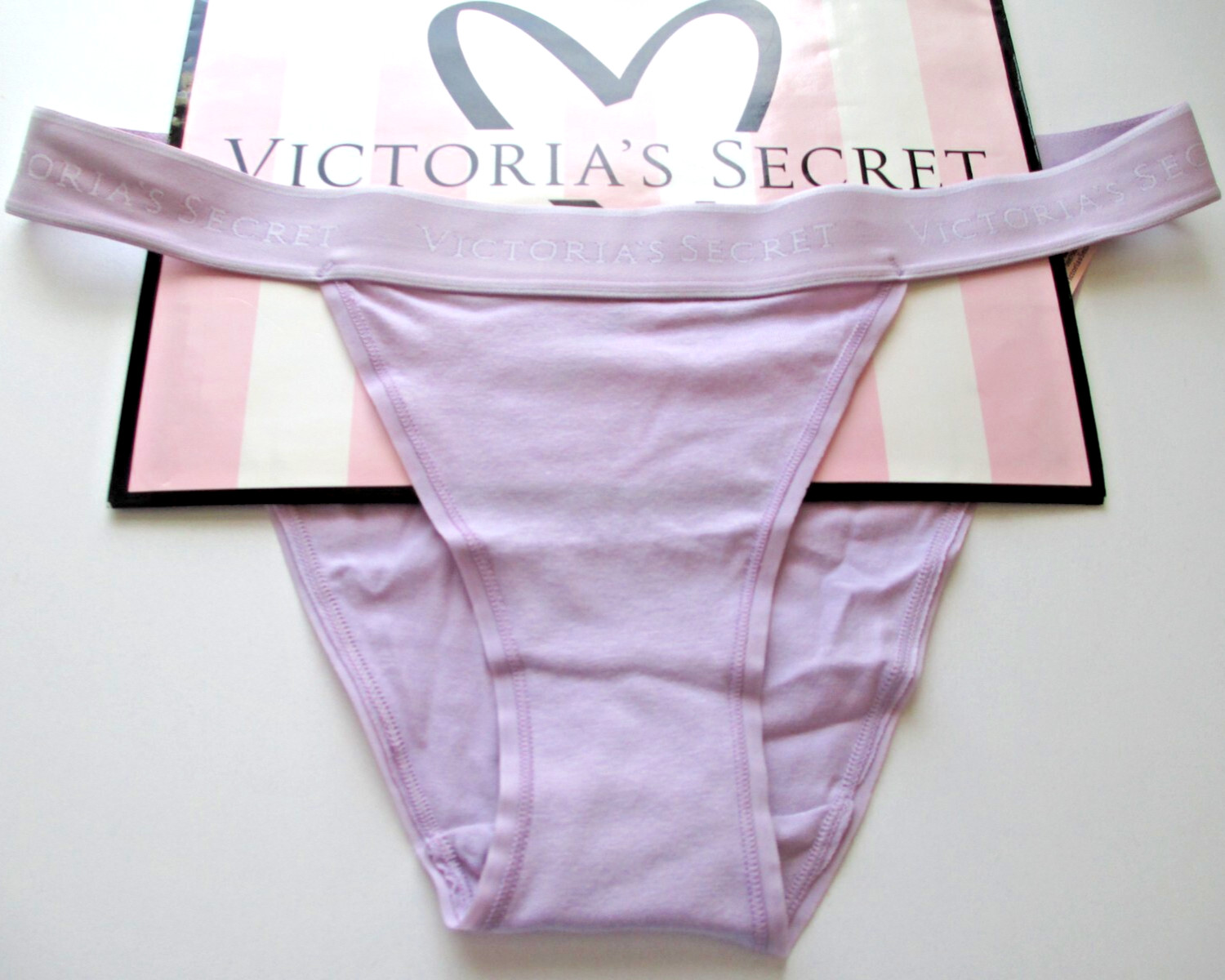 VICTORIA’S SECRET Cotton Tanga String Bikini Panty VS Purple S M L XL Logo Band