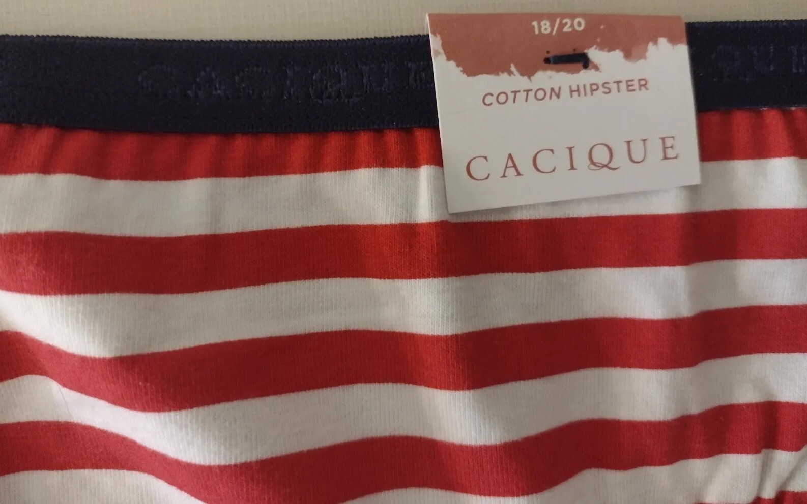 NWT CACIQUE COTTON HIPSTER PANTY 18 20 RED WHITE BLUE STRIPES & STARS USA FLAG