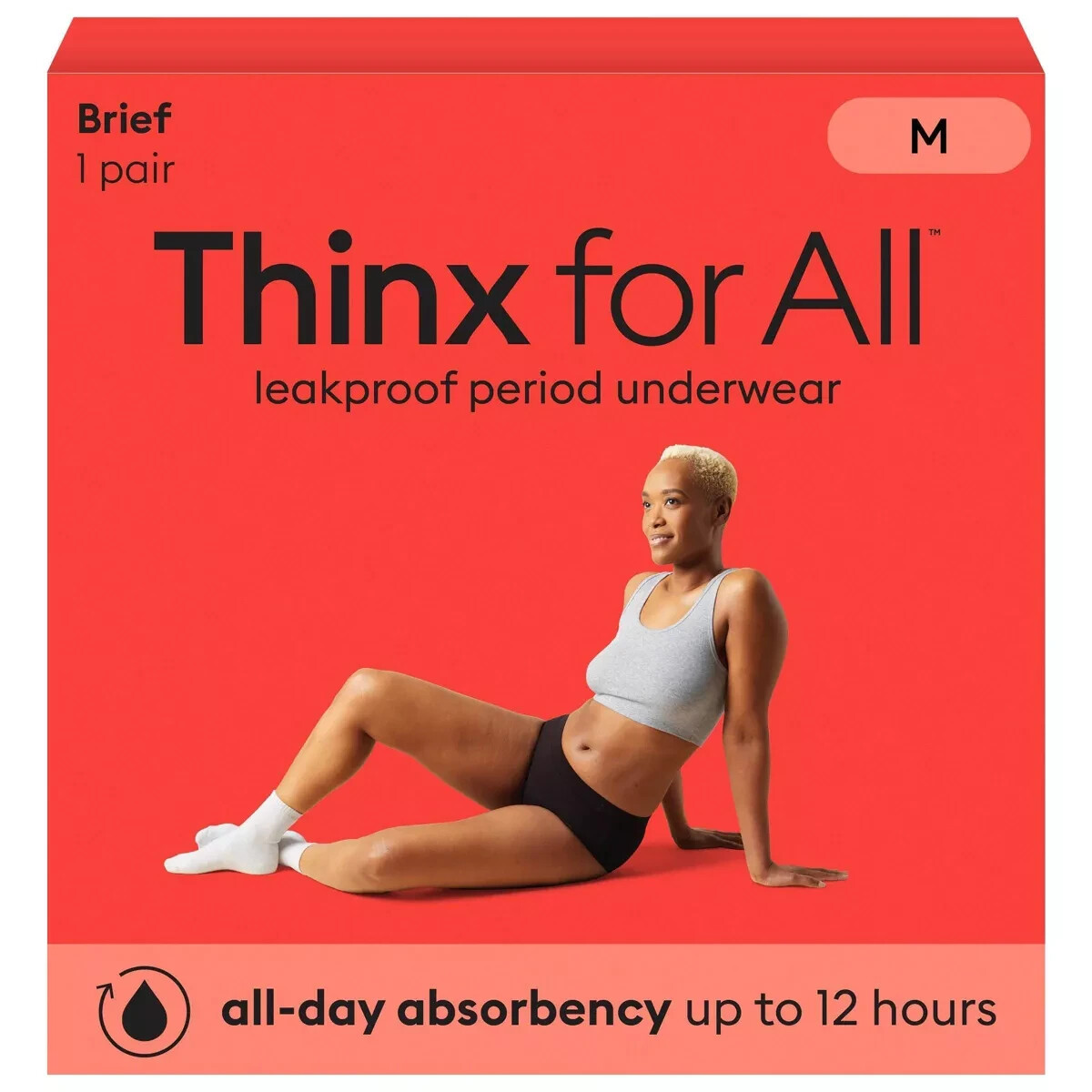 Thinx For All Leakproof Period Underwear Black All-Day Absorbency Brief Size M