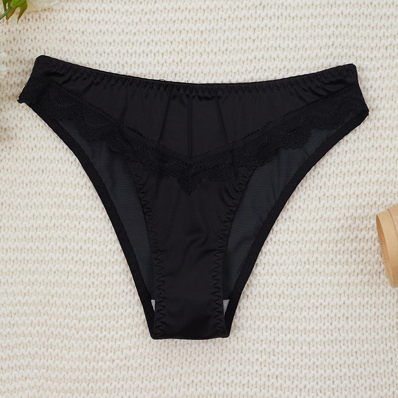 3 Pack Low Rise Seamless Bikini Panties – Lace Trim Cotton Gusset Sexy Underwear