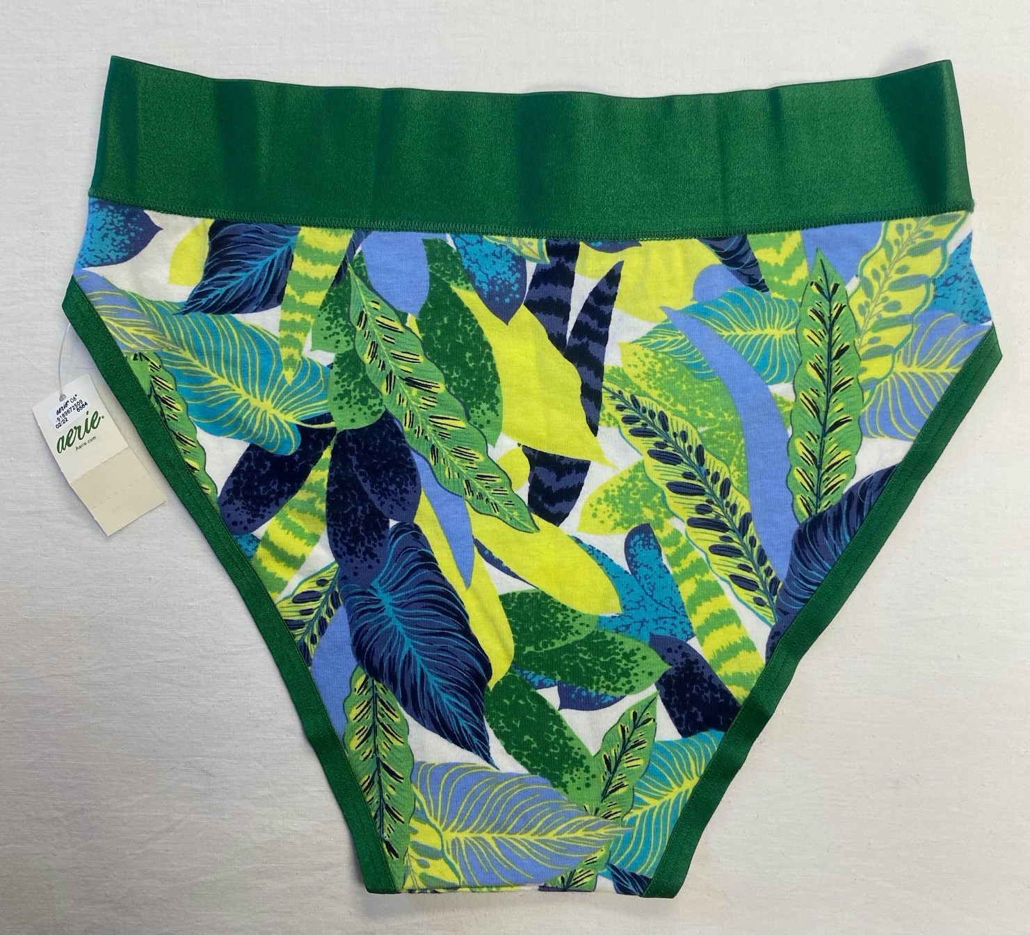 Aerie Cotton Crossover High Waisted Mom Underwear — BRIGHT TEAL S