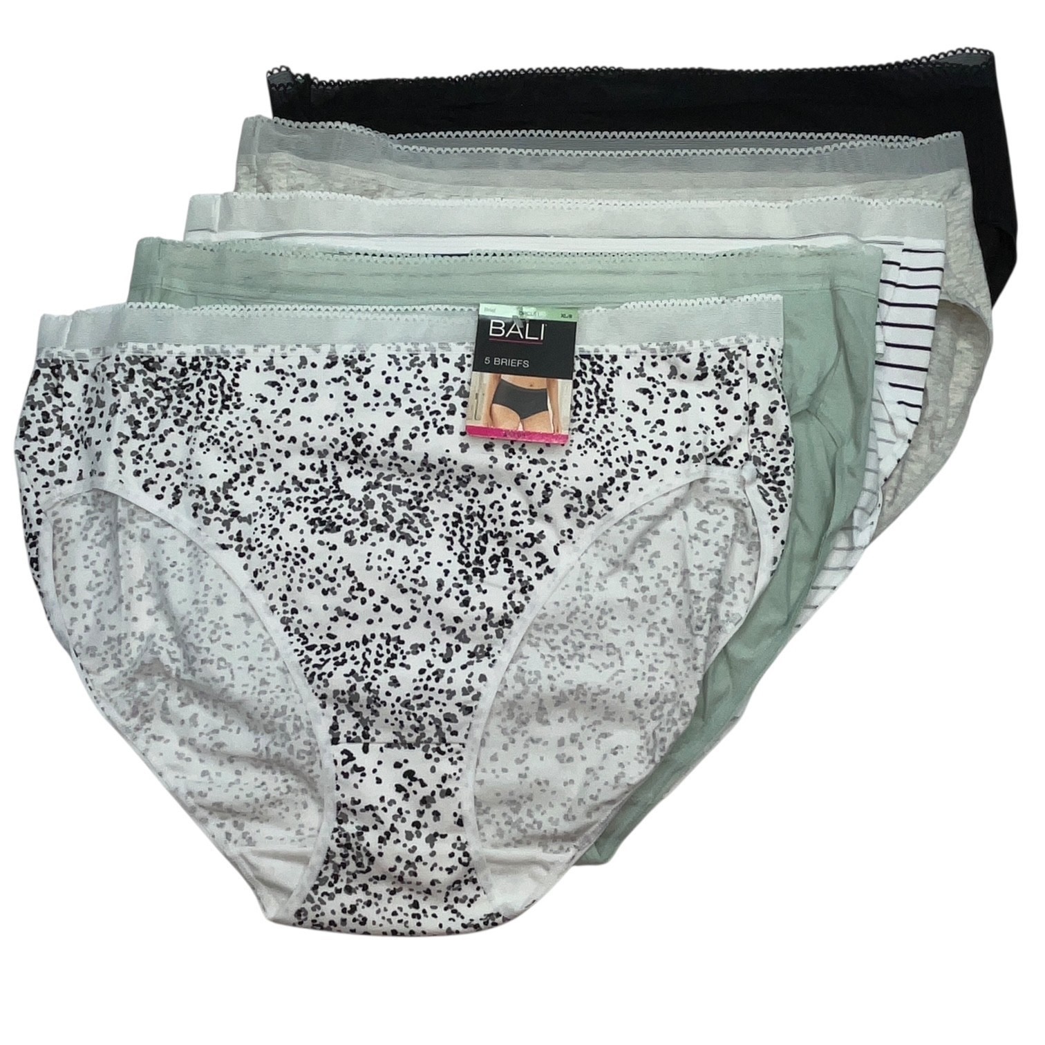 Bali Brief Panties 5 Pair Cotton Stretch Underwear Mesh Band DRCL61 M/6 medium