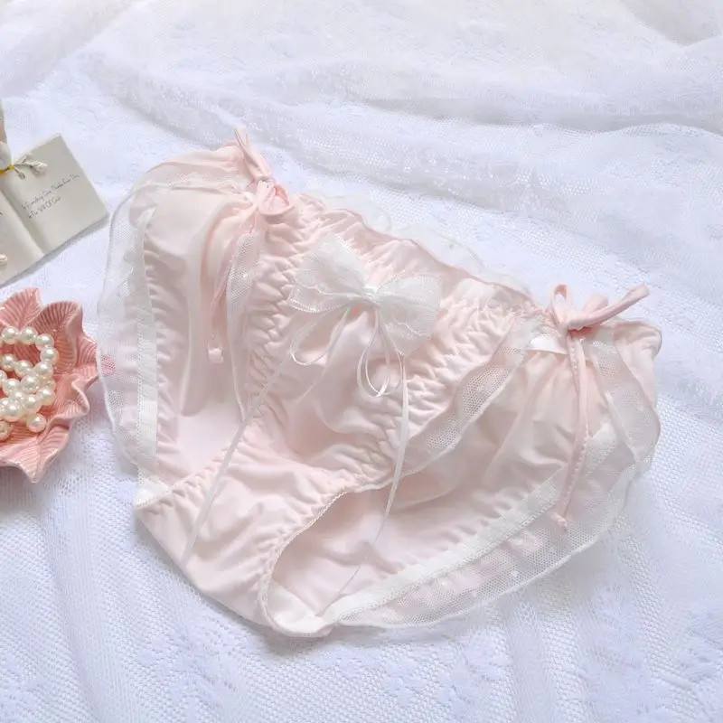 Low Waist Brief Panties Floral Ruffle Trim Stretch Soft Comfort Fit M L