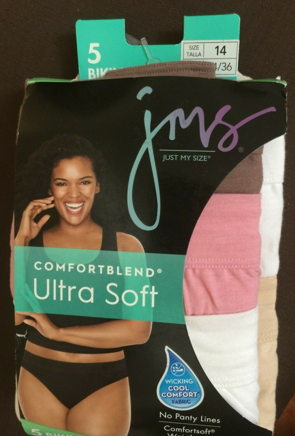 JMS 5 Pair Pack Bikini Panties Plus Size 14 Dress Size 34/36 Choose Color Pack