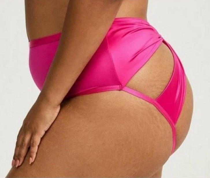 NEW Torrid Shine Pink Satin Open Back & Gusset Cheeky Panty Plus Sz 3 3X, 22-24