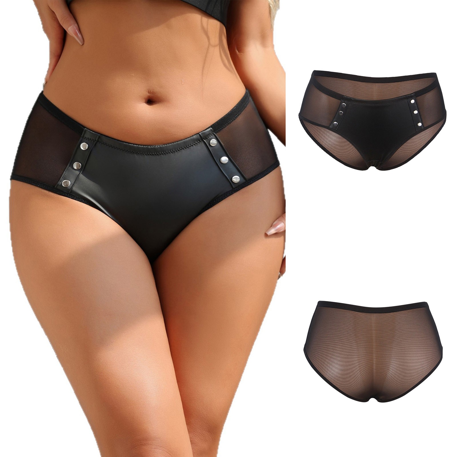 Womens PVC Latex Leather Thong Mini V-String Knickers Briefs Underwear Lingerie