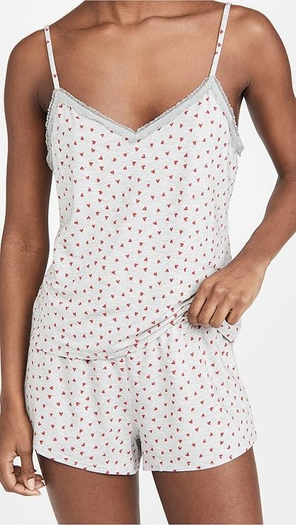 Calvin Klein underwear Flocked Hearts Short Sleeve Short Set-Grey Red Gala:XL