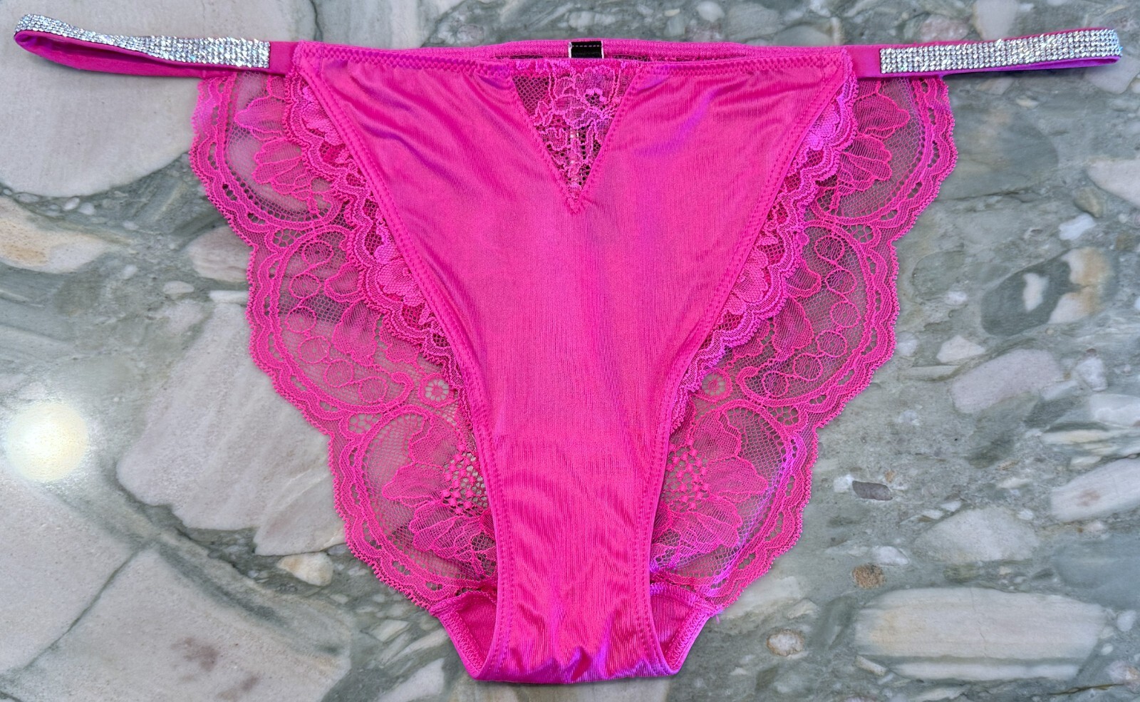 NEW Victoria Secret Very Sexy Shine Rhinestone Strap Cheeky – Fuchsia Frenzy XL