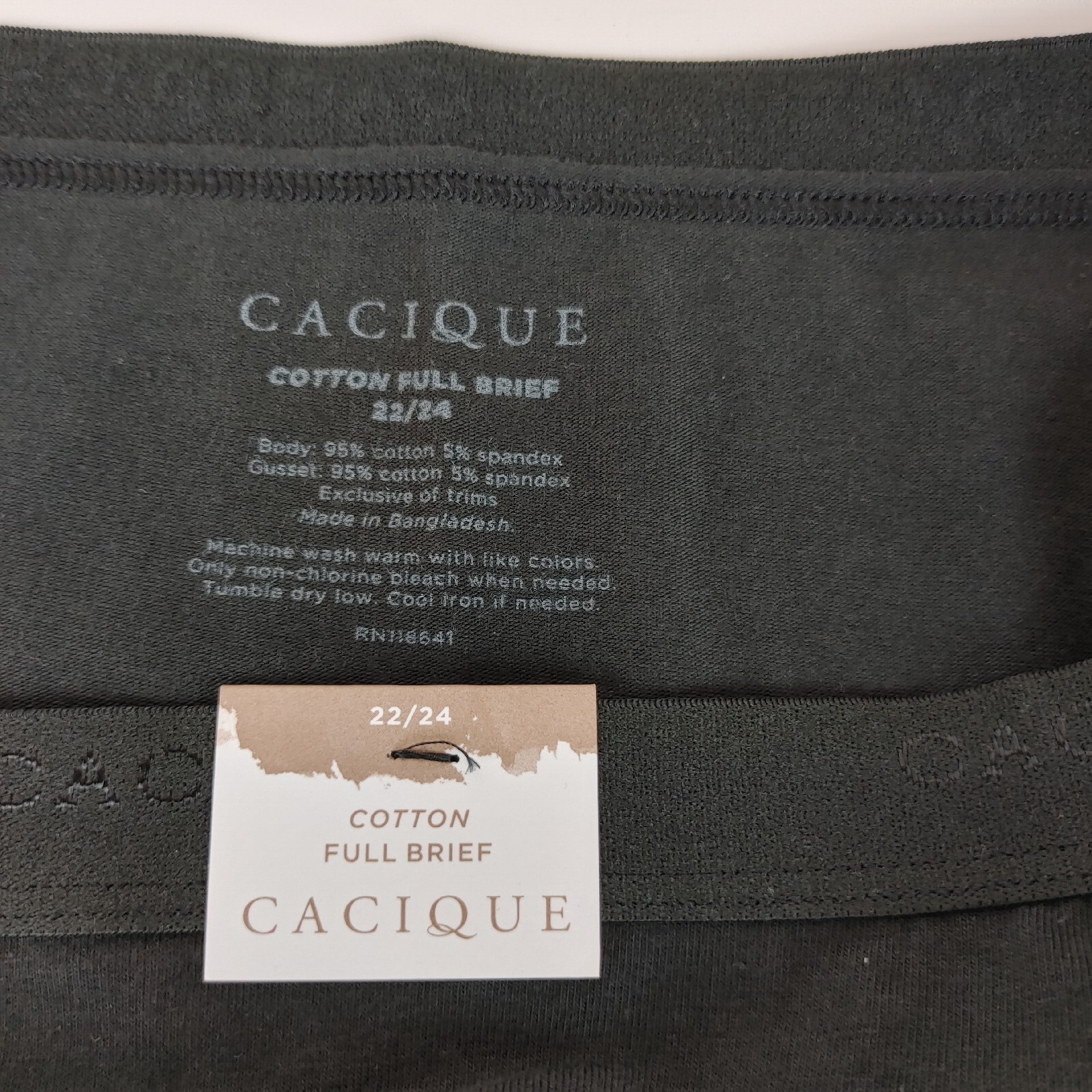 NWT LANE BRYANT CACIQUE PLUS 22/24 COTTON FULL BRIEF PANTY SOLID BLACK