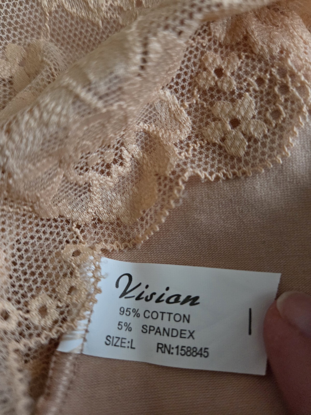 Vision Lace Floral Brief Panties 2 Pack Beige White Size L Cotton Spandex Bow