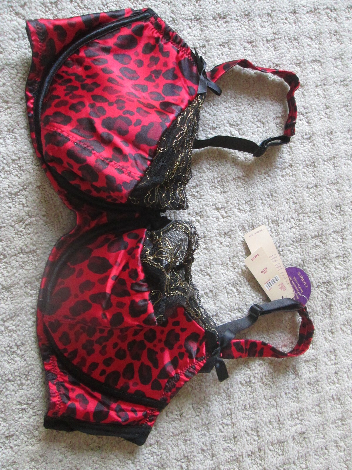 NWT We’ve Got You Covered Full Coverage Red Animal Print /Lace Cacique Bra 42DD
