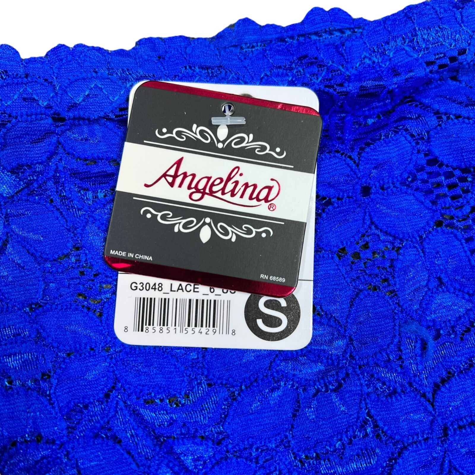 Angelina Womens Panties Underwear Lace Cheeky Boyshort Blue Small 0 2