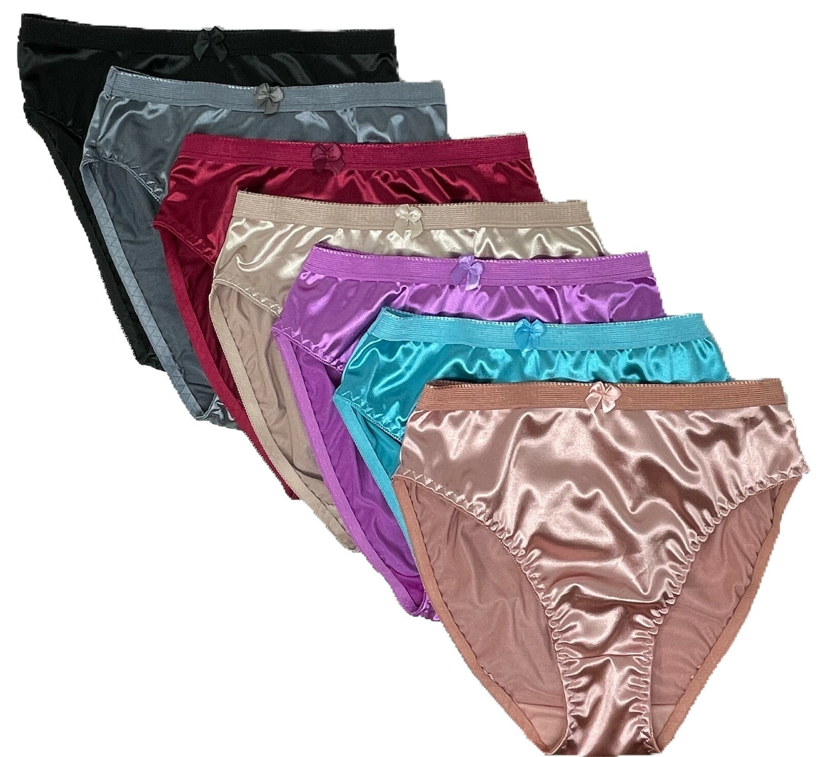 LOT 6 Women Plain Bikini Color Way SATIN Panty Underwear S/M/L/XL/2X/3X/4X 321