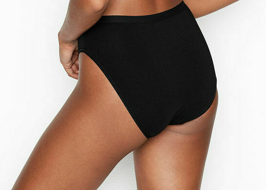 XL Dark Black Stretch Cotton Waist Victorias Secret High Leg Waist Brief Pantie