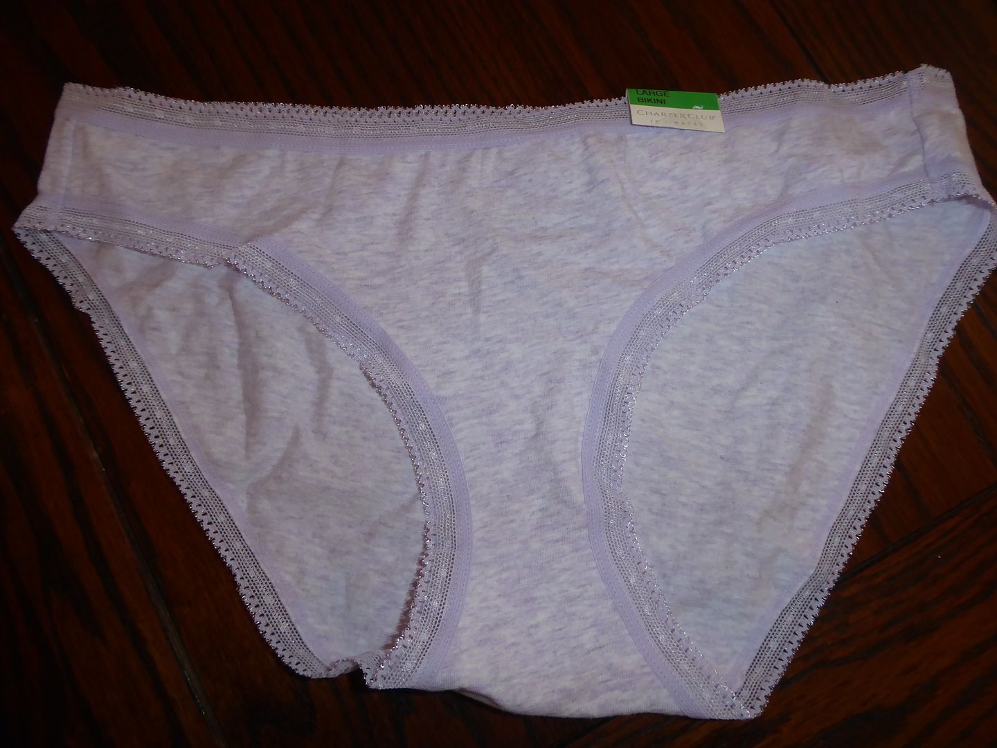 NWT CHARTER CLUB 100% COTTON/SPANDEX BIKINI PANTIES HEATHER LILAC 106812P246 L