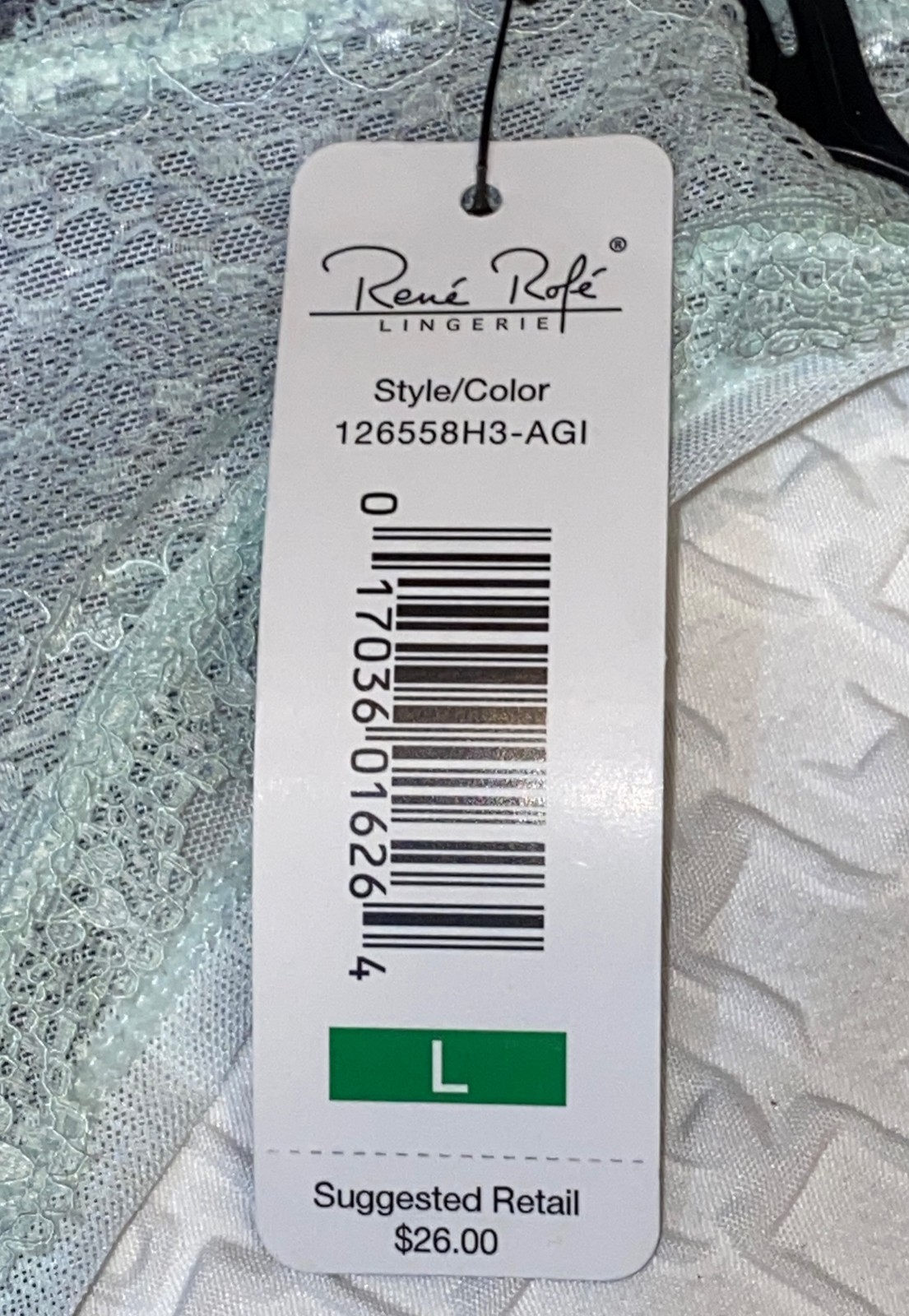 RENE ROFE 3 Pack Lace Trim Mint Green Blue Grey Mesh Thong Panty Womens M 6 L 7