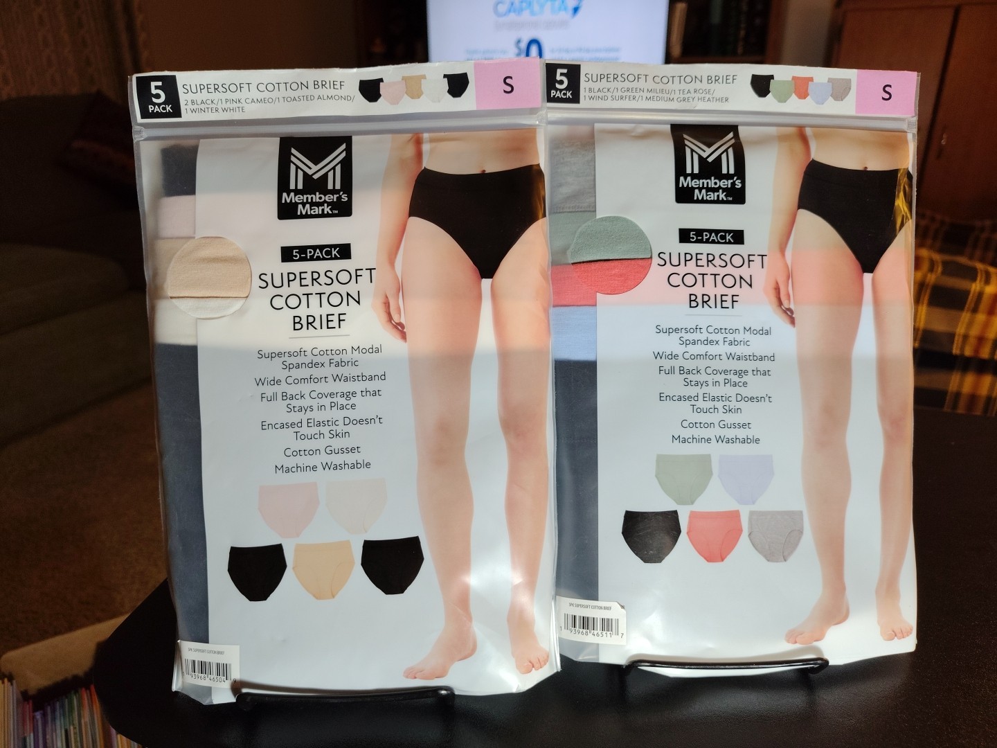 Lot of 2 Member’s Mark Women’s 5-Pack Super-Soft Cotton Brief Small New