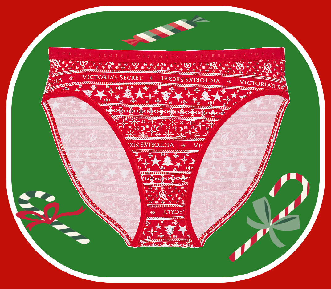 XS S M L XL XXL RED STAR TREE Cotton Victorias Secret HighLeg Waist Brief Pantie