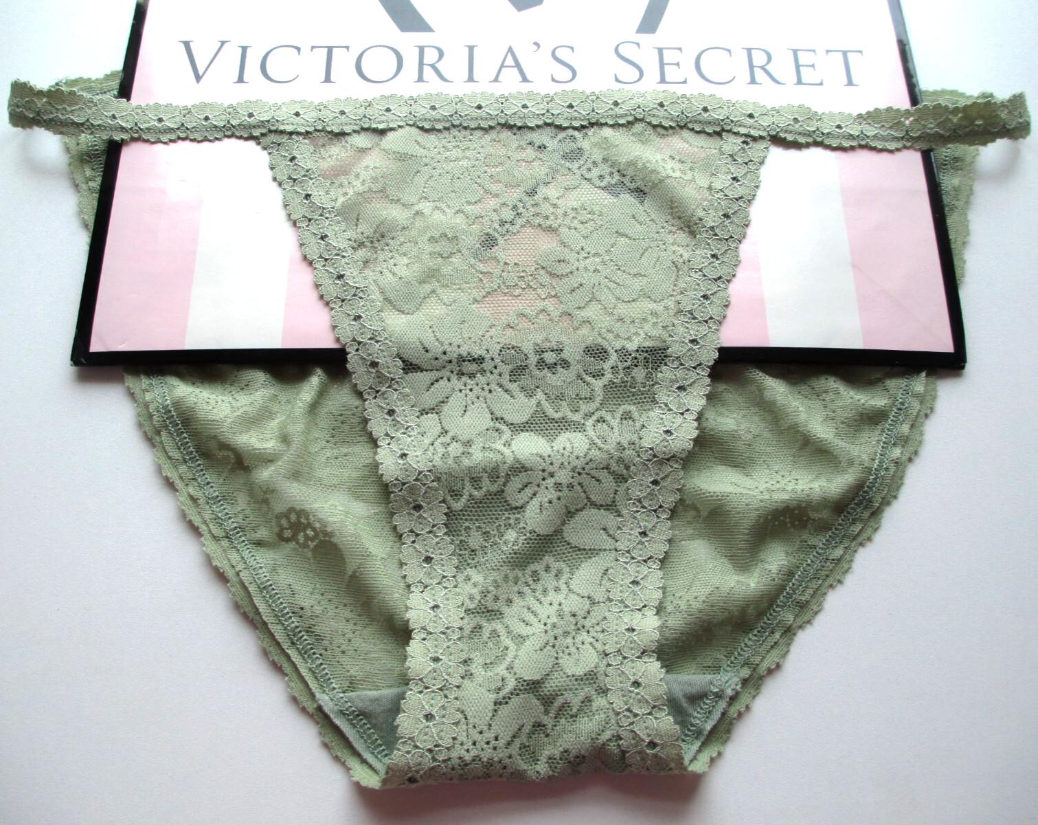 VICTORIA’S SECRET PINK Wink Lace String Bikini Panty VS Green Garden S M L XL