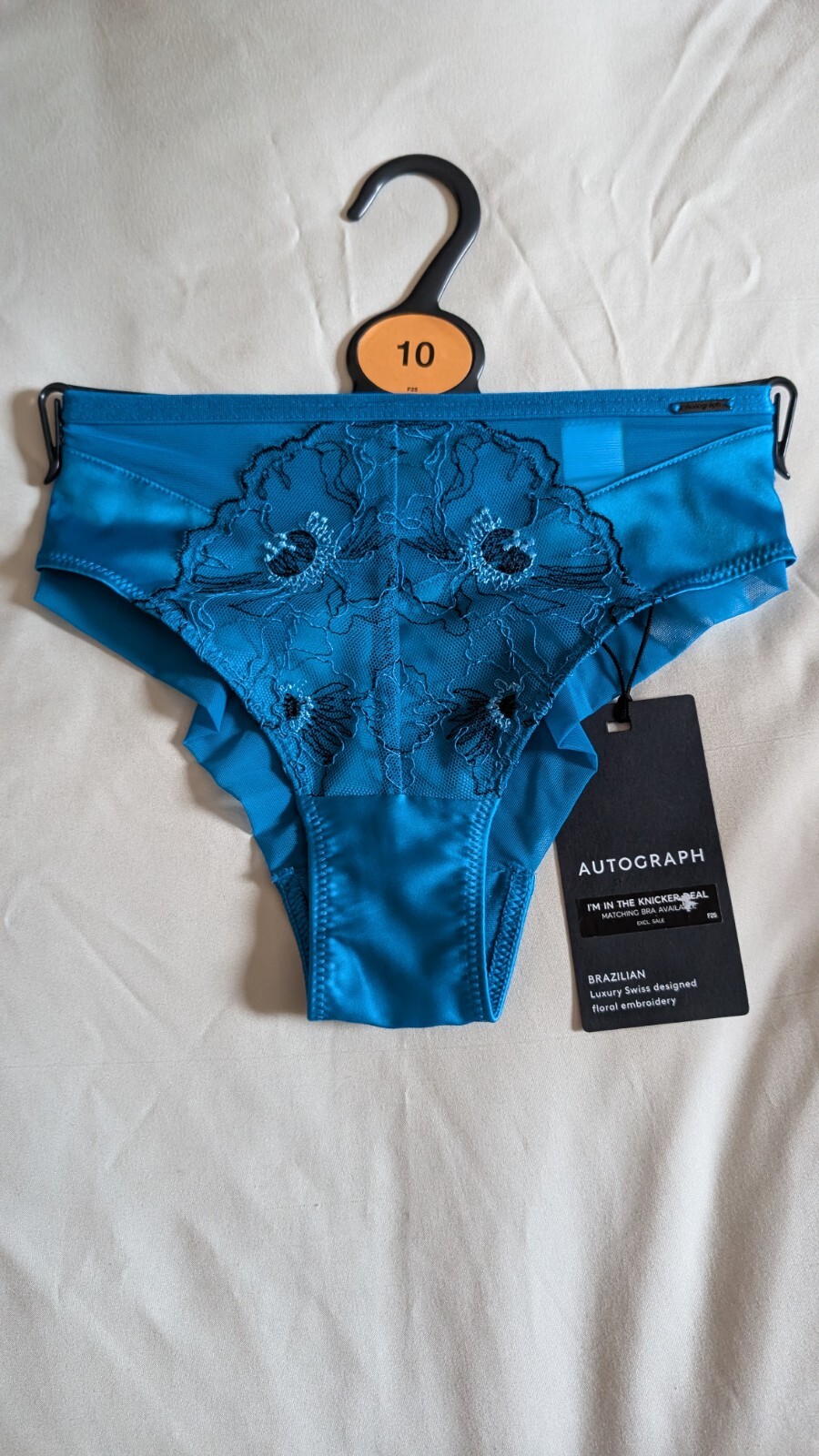 M&S Size 10 Autograph Allure Brazilian Knickers Luxury Swiss Embroidery Aqua