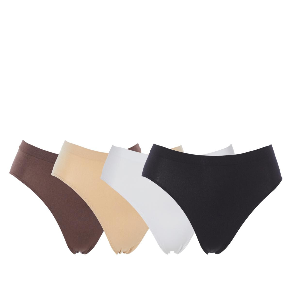 Rhonda Shear4-pack Seamless Ahh Brief 738-215,Black/White/Beige/Chocola,Size XL