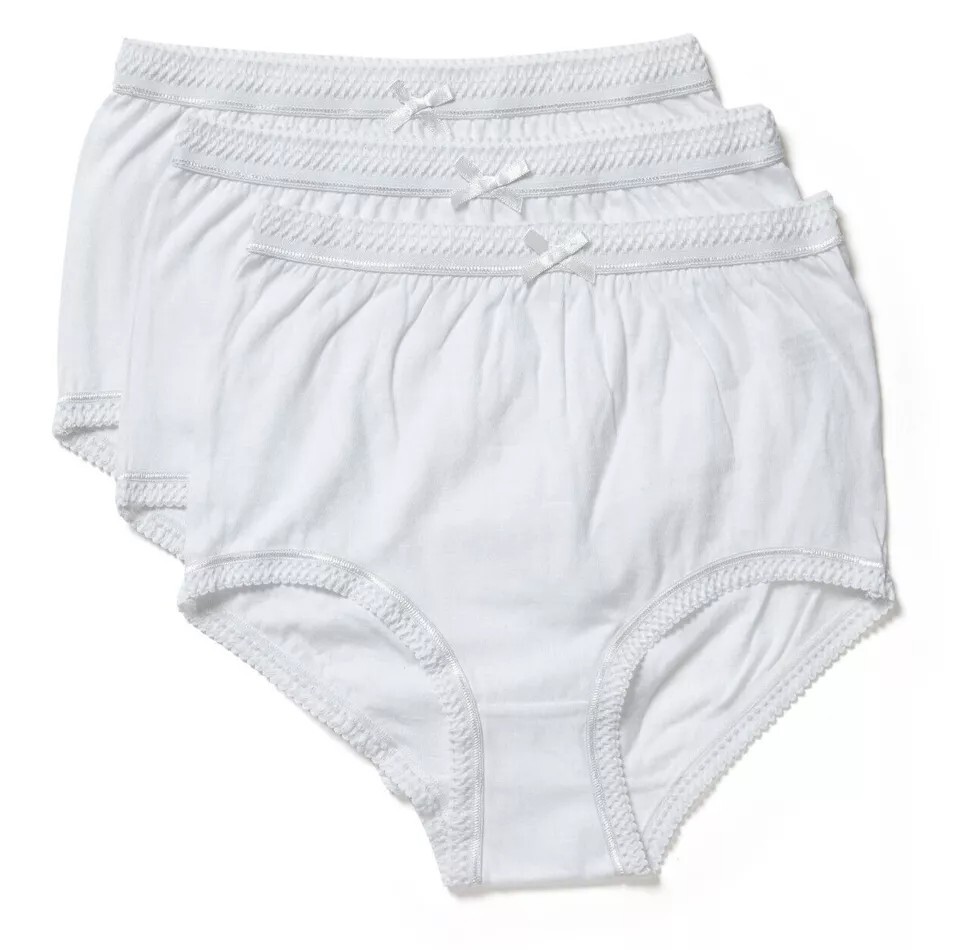 Marlon 6 Pack Ladies 100% Cotton Full Briefs Knickers Underwear White