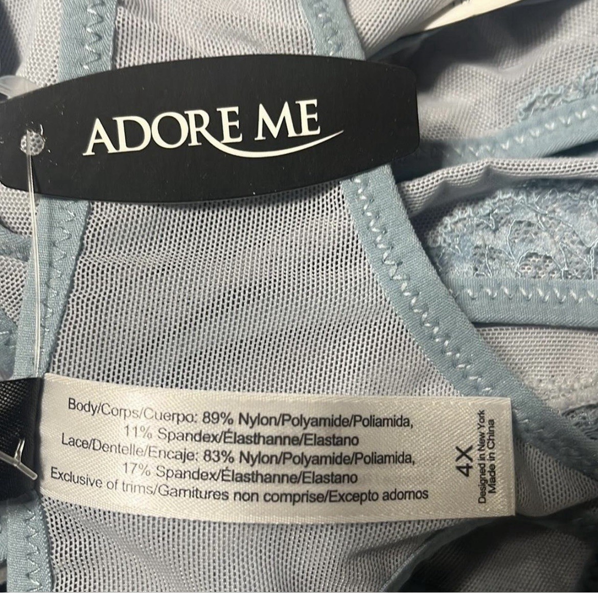 Adore Me Panty Sz 4XL Sky Blue Thong Lace Feminine Sexy Fairy Cottagecore