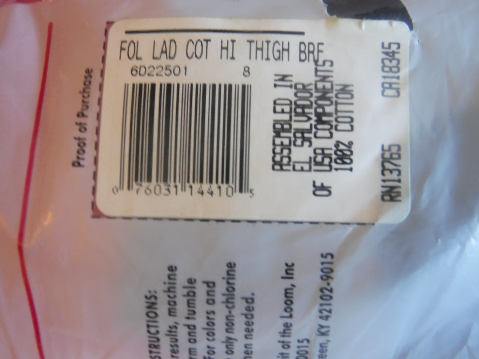 Fruit Of The Loom 6 High Thigh Briefs Womens Size 8 New