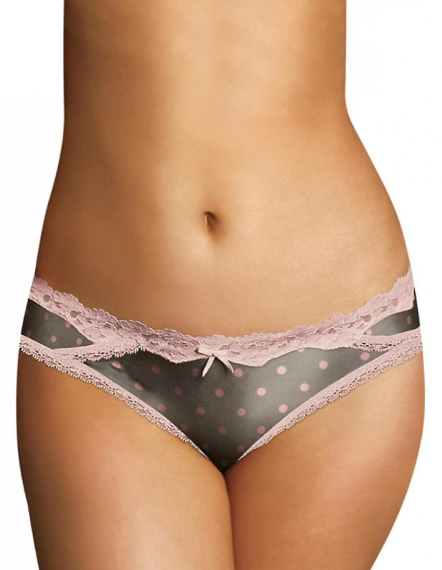 2-Pack Maidenform Women’s Micro Cheekini with Lace, Gray/Pink Polka Dot, S/5