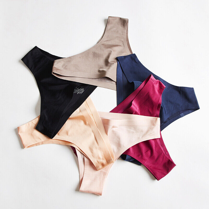 6pcs Women’s Ice Silk Seamless Panties Briefs & Thongs Underwear Lot S-XXL