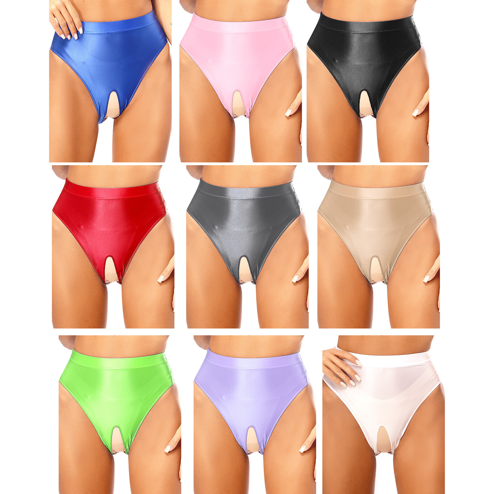 Women Underpants Solid Color Underwear Nightwear Briefs Stretchy Knickers Mesh