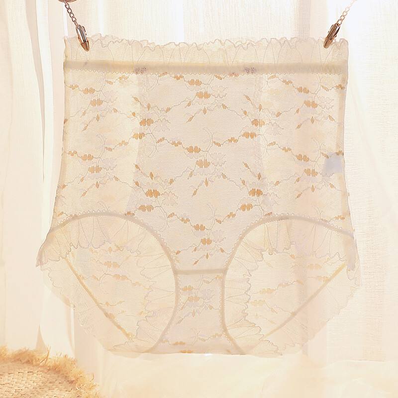 New Womens Sexy Lace High Waist Sheer Panties Lingerie Floral Ruffles Underwear