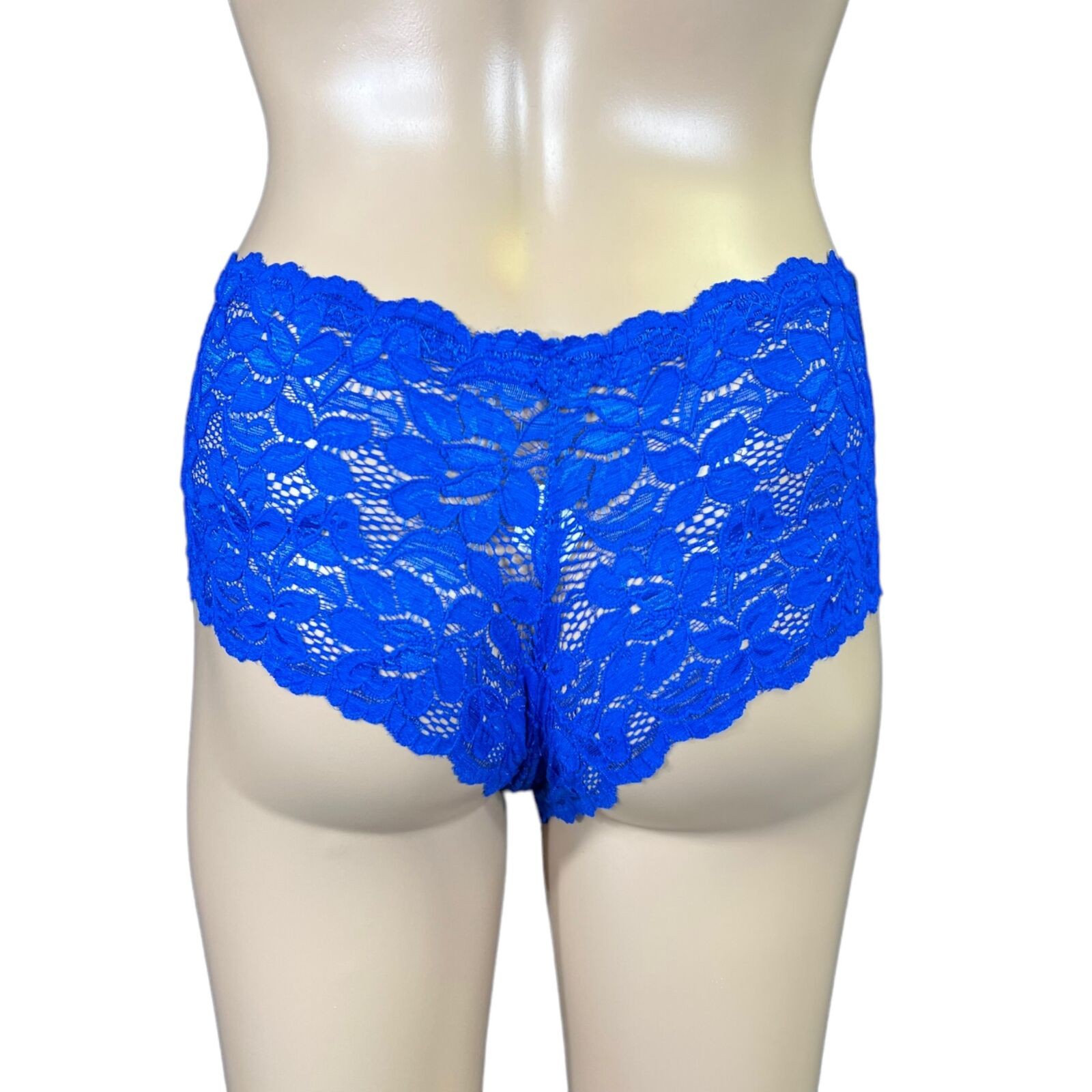 Angelina Womens Panties Underwear Lace Cheeky Boyshort Blue Small 0 2